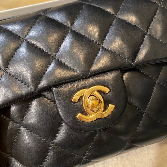 Chanel Lambskin Mini Square 24K Gold Plated Black Gold Hardware Box Dustbag - Picture 4 of 10